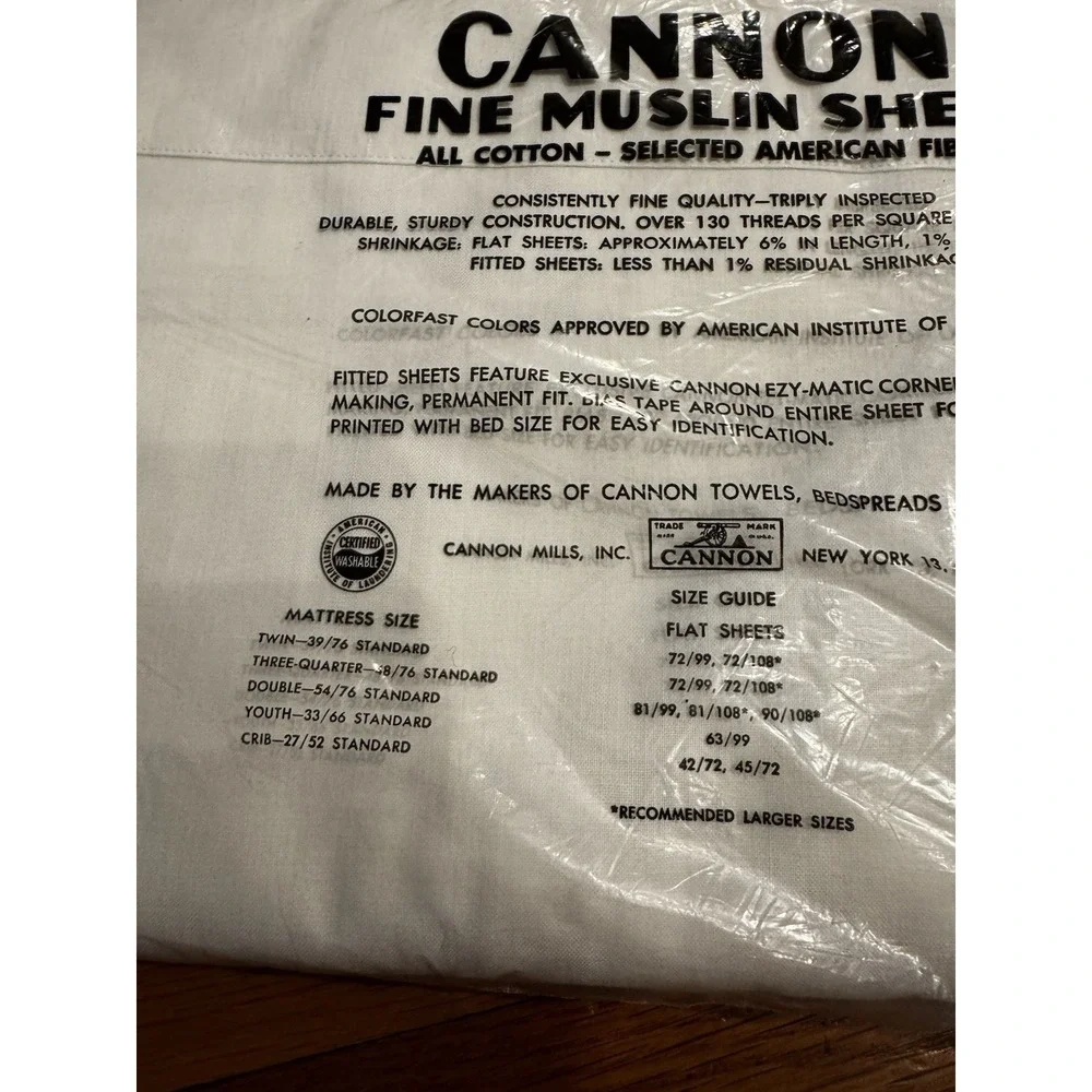 Vintage Cannon Fine Muslin 90x108 Double Bed White Sheet NEW USA Made All Cotton
